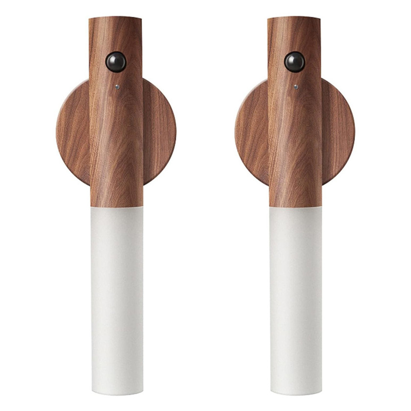 Cross-Border Wooden Motion Sensor Night Light Rechargeable Led Wireless Wall Lamp Portable Flashlight Lighting