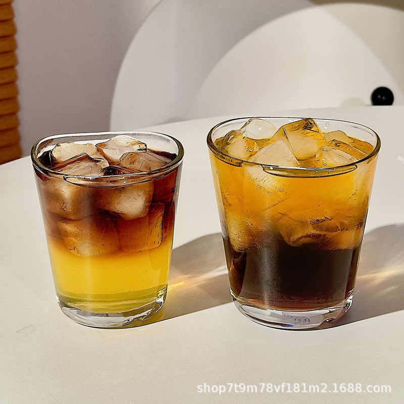 Heat-resistant ice latte American-style glass cup, designer vintage Dirty coffee cup, simple commercial beverage cup Heat-resistant ice latte American-style glass cup, designer vintage Dirty coffee cup, simple commercial beverage cup
