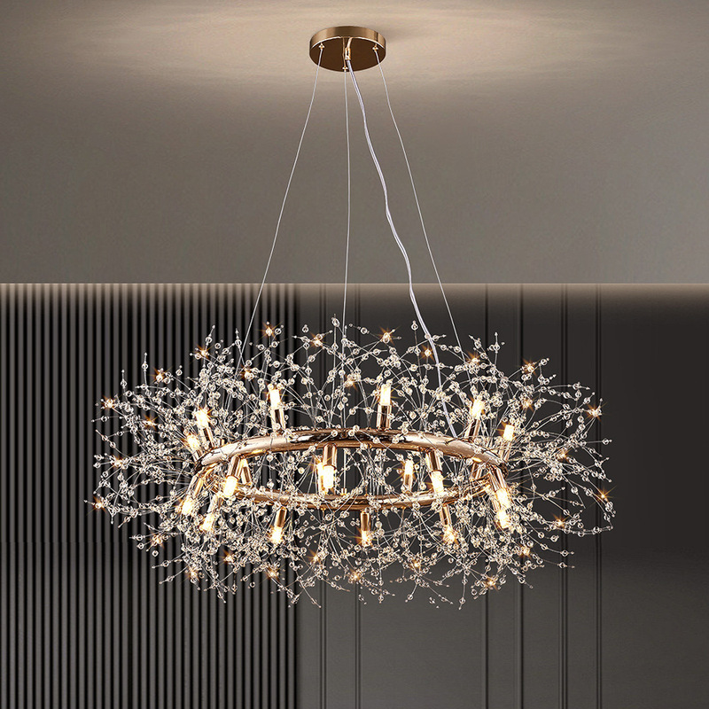 Dandelion chandelier crystal lamp living room lamp bedroom dining room kitchen modern simple creative circular firework lighting fixture Dandelion chandelier crystal lamp living room lamp bedroom dining room kitchen modern simple creative circular firework lighting fixture
