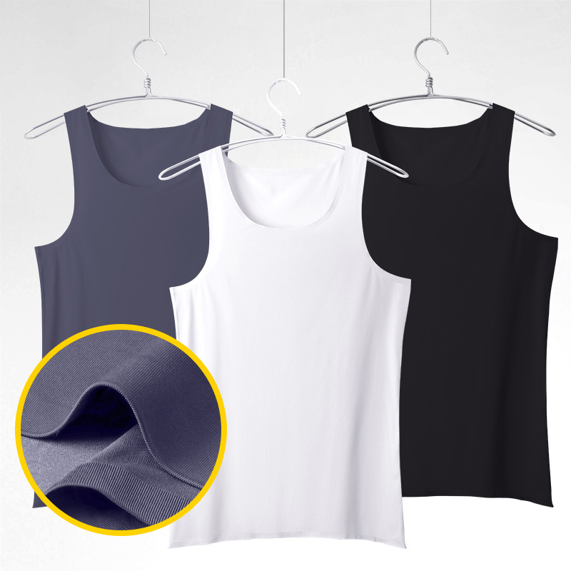 Vest Men's Ice Silk Seamless Inner Sweat Men's Sleeveless Underwear Pure White Sports Hurdle Summer Thin Base Shirt