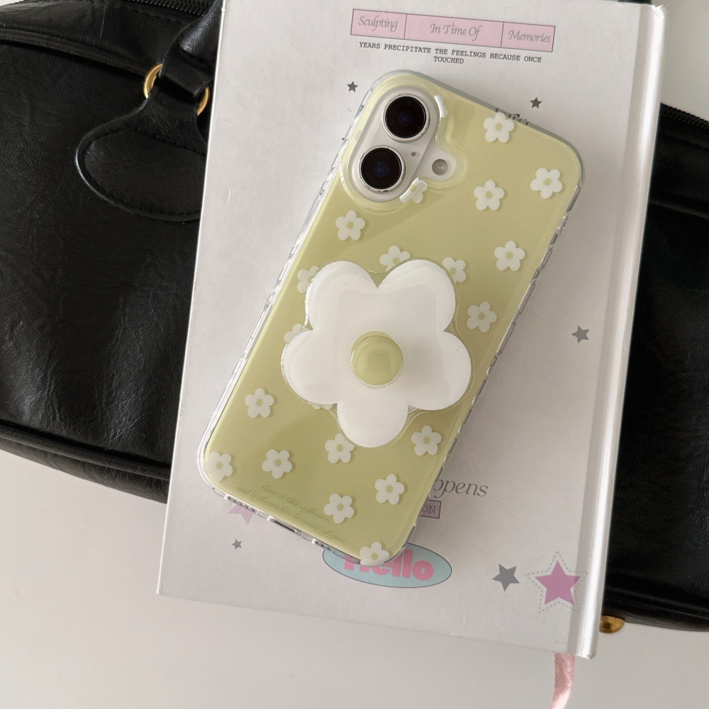 Simple verde pequeña flor blanca fresca para Apple 16ProMax funda para teléfono 15/14 soporte 15Pro para mujer 13