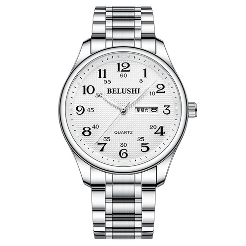 Bellos Foreign Trade New Luminous Quartz Watch for the Elderly Wholesale Stainless Steel Band Waterproof Couple Men's Watch