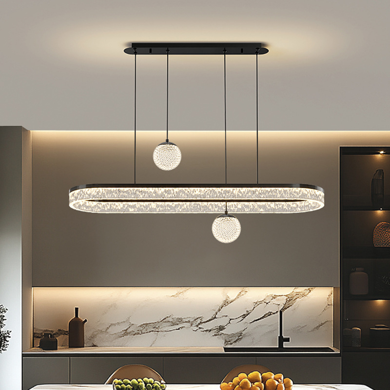 [Selección estricta] candelabro italiano minimalista lujo ligero de alta calidad acrílico grietas de hielo mesa de comedor barra larga