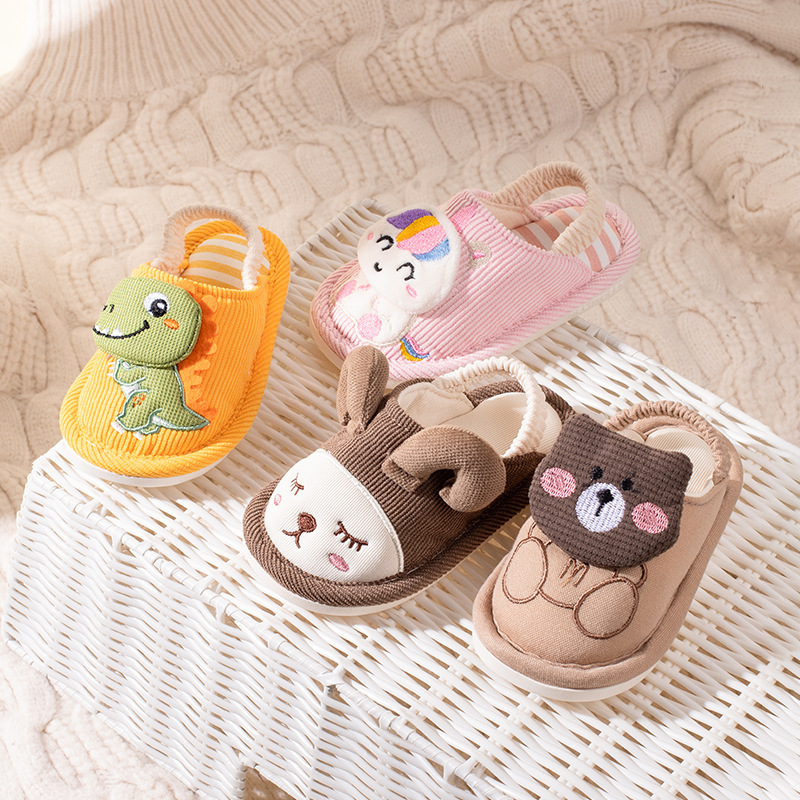Children's Spring and Autumn Cotton Slippers, Cute Cartoon Children's Cotton Slippers for Home Indoor Use, Wholesale Winter