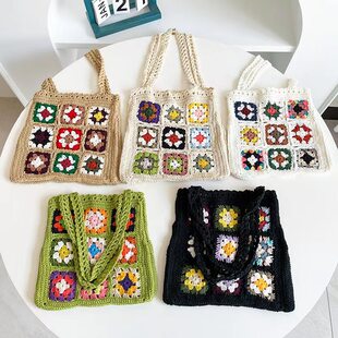 Small design crochet handmade, needle, handheld one-shoulder bag, South Korea