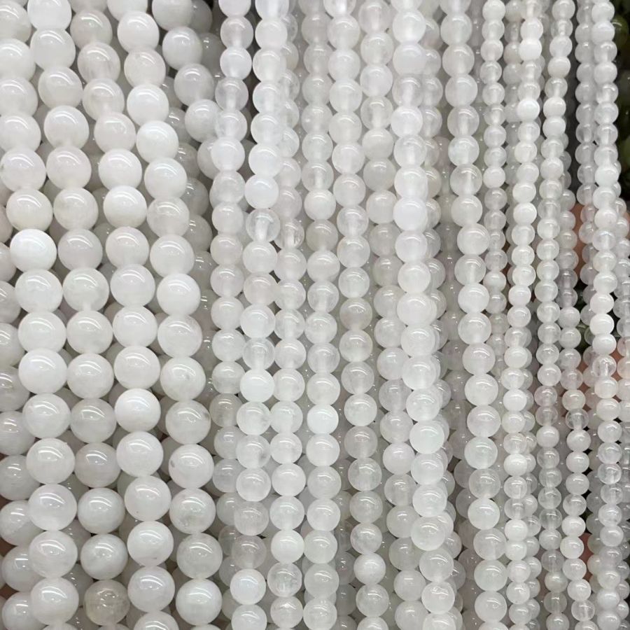Natural Stone White Jade A Grade Xinjiang White Jade Round Beads Bulk DIY Accessories Beads White Jade Round Beads