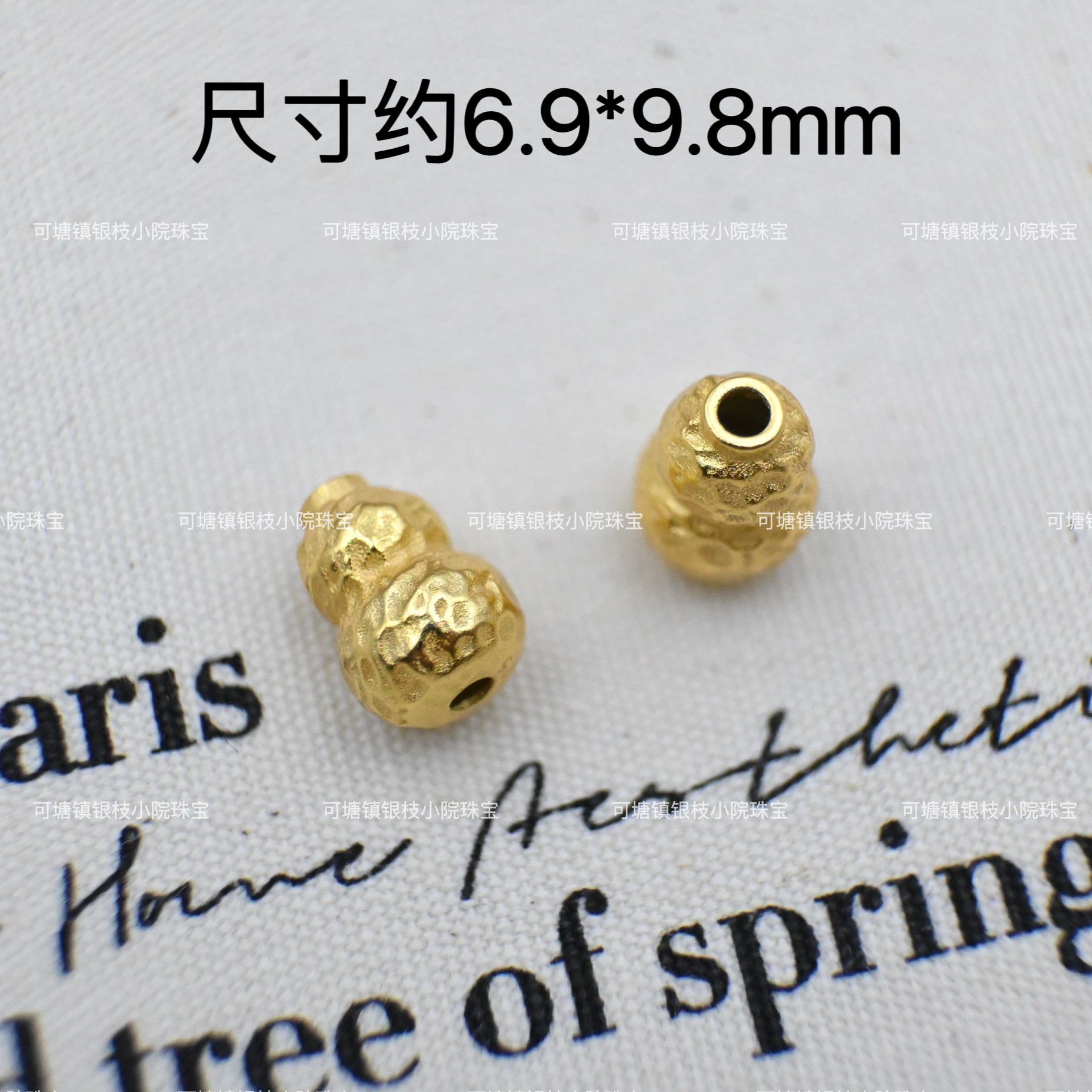 S925 Silver Ancient Fa Gold Love Gourd Through Hole DIY Accessories Bead Running Ring Bracelet Necklace Pendant Beaded Accessories