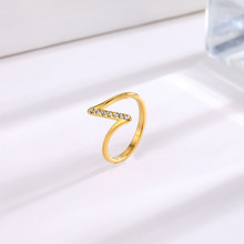 简约气质几何镶钻钛钢戒指女小众高级感18k金色不掉色食指潮指环