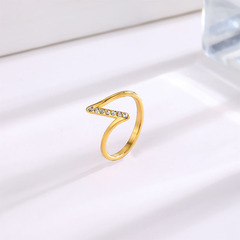 Minimalist Geometric Diamond Titanium Steel Ring for Women, Unique and High-End, 18k Gold, Non-Fading, Index Finger Fashion Ring