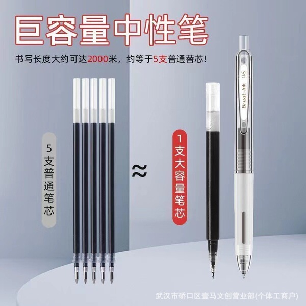 Capacious quick dry smooth rollerball pen for students