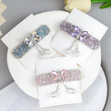 闪水晶珍珠吊坠发夹高颜值少女bb夹前额碎发刘海夹高级感头饰发卡