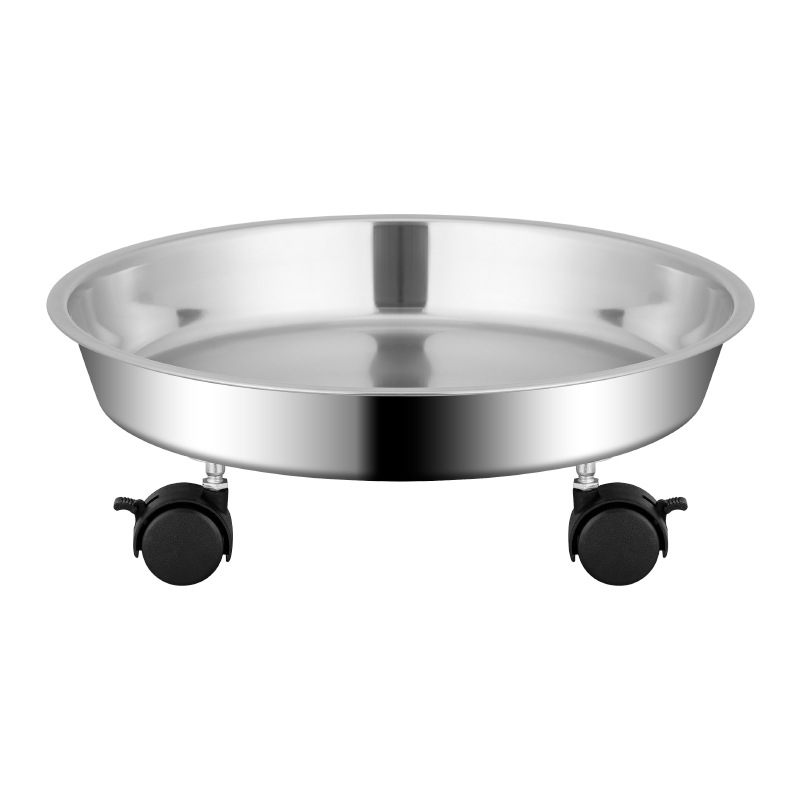 bandeja de maceta móvil de acero inoxidable gruesa base de rueda universal rack de rueda circular soporte móvil multifuncional