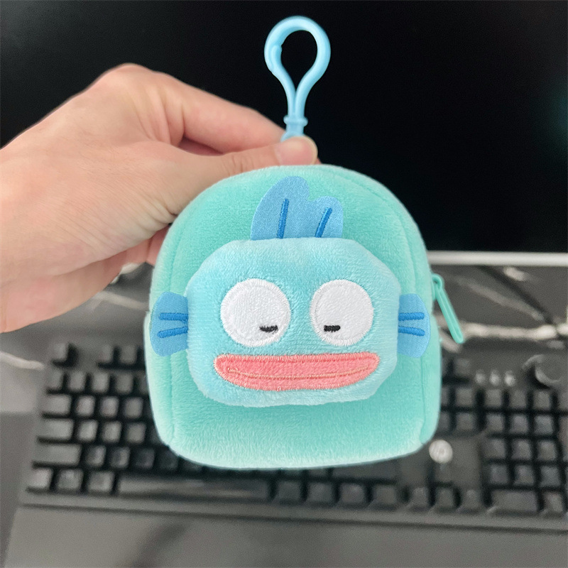 표정이 못생긴 물고기 배낭 동전 지갑 십자형 눈