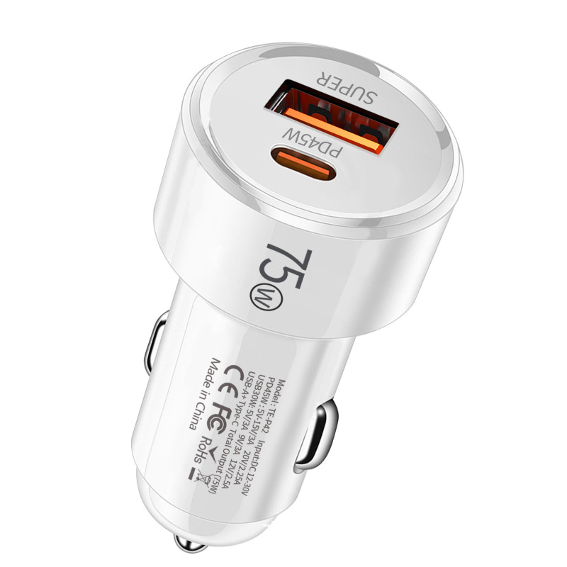 车载充电器超级快充QC3.0+PD45W车载点烟器快充一拖二车充大功率|undefined
