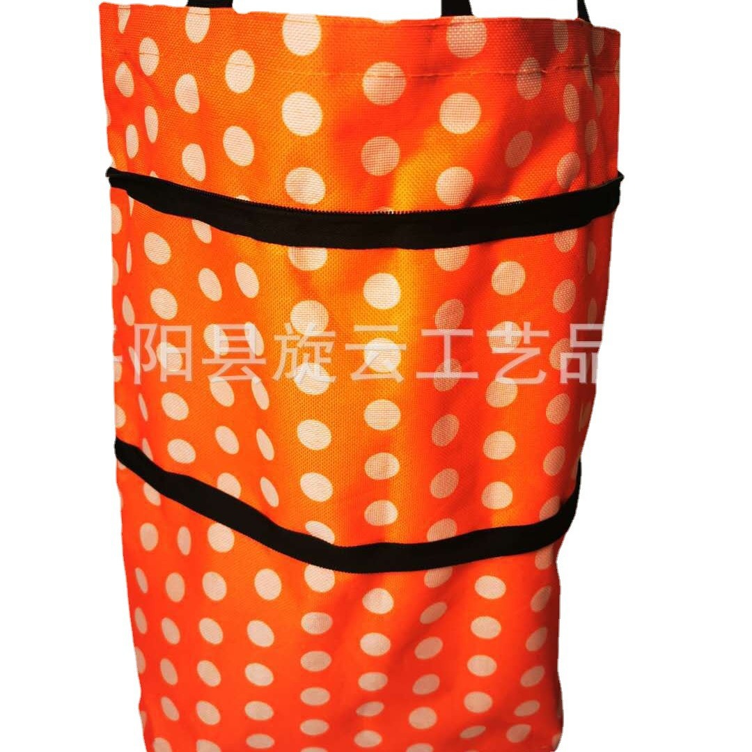 Venta al por mayor bolsa de compras plegable de poliéster carrito de compras portátil supermercado remolcador bolsa rueda bolsa supermercado bolsa