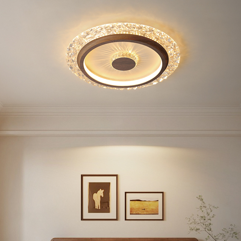 Luz de lujo, atmósfera simple, lámpara de dormitorio moderna, lámpara de techo de protección ocular inteligente, lámpara de habitación principal de cristal francés antiguo