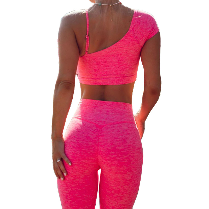 Ensemble de pantalons de Yoga et soutien-gorge asymétrique pour femmes, Style tendance, printemps_voghion.com