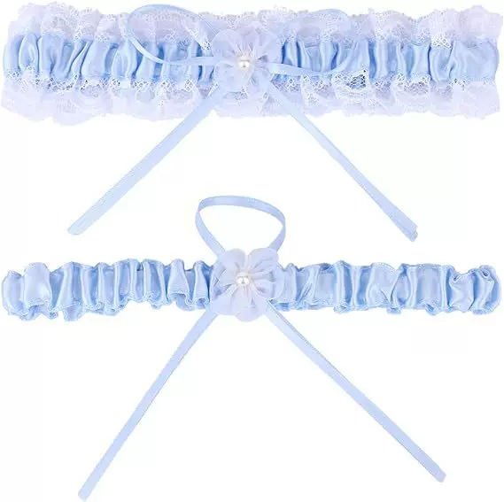 Aliexpress Amazon Wedding Products Festival Supplies Wedding Couple Socks with Bow Leg Rings Blue