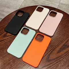 iPhone17promaxに適したニッチなハイエンドソリッドカラーレザーテクスチャApple 16携帯電話ケース13/12ソフトケース11