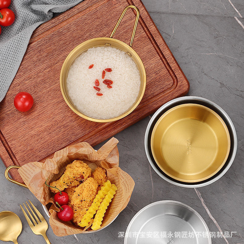 304 tazón de vino de arroz coreano de acero inoxidable ensaladera tazón de arroz dorado con mango restaurante de comida coreana restaurante condimento tazón