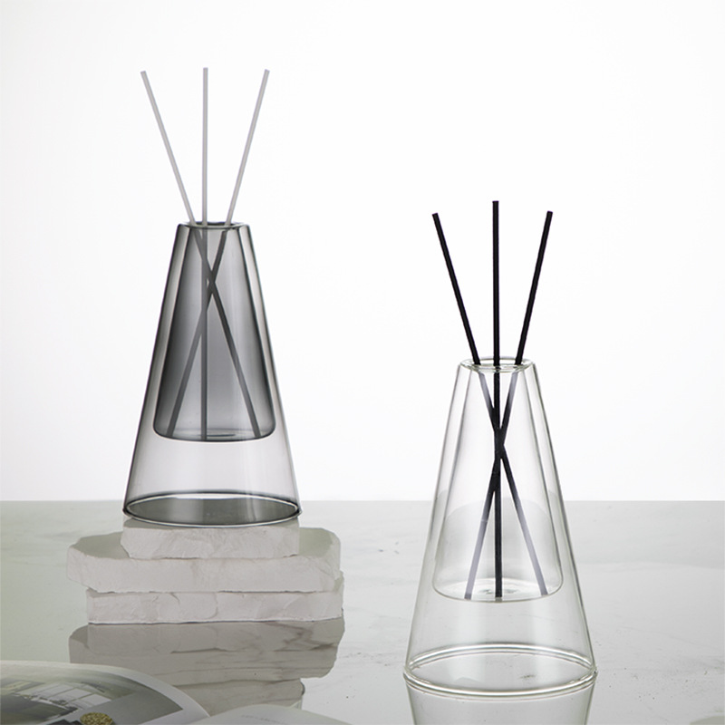 Description Picture 5 of itemDouble Layer Triangle Glass Aromatherapy Bottle Home Decoration Empty Bottle for Living Room Bedroom