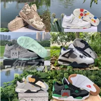 Обувь Путянь Чистая оригинальная aj4 модная белая желтая гальваническая оливковая зеленая ультрафиолетовая черная глубокая орхидея белый красный черный Джо 4 баскетбольные кроссовки