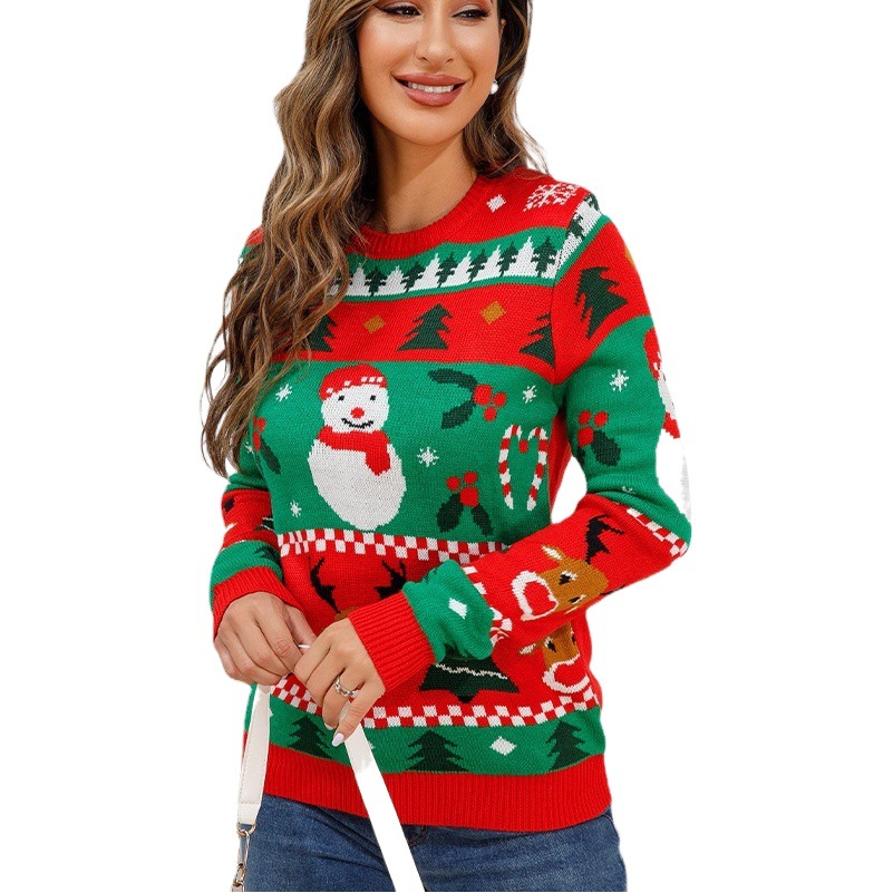 Suéteres Listos para Usar Personalizados para Comercio Exterior Transfronterizo, Suéteres Navideños de Otoño e Invierno para Amazon, Prendas de Punto Jacquard con Dibujos Animados Europeos y Americanos image 1
