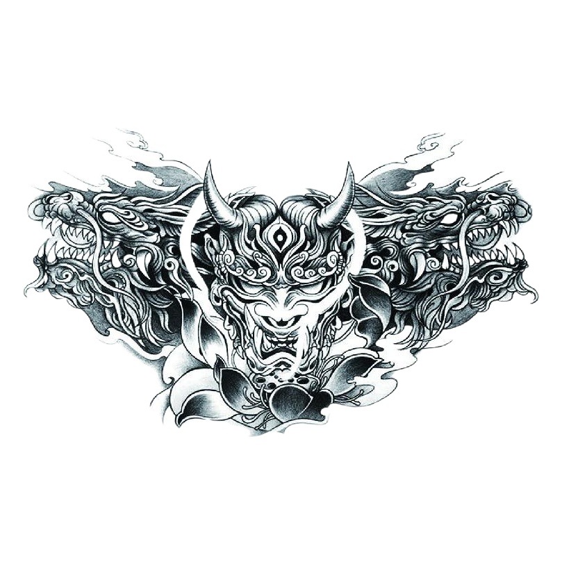 Tres lados pasta de pecho de Buda Guanyin Lotus imagen grande duradera fábrica en stock al por mayor Sobre hombro dragón tatuaje pegatinas