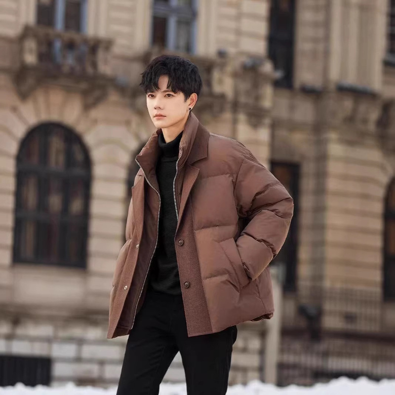 [Special Offer] Men's Short down Jacket Winter Thickened Warm White Duck down Double-Layer Collar Coat for Teenagers