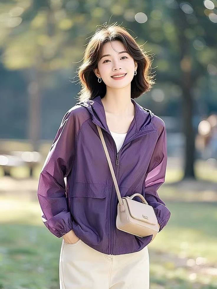 Женская короткая солнцезащитная сумка летом с капюшоном короткая куртка