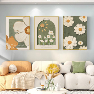 Modern Cream Style Stereo Oil Painting Style Flower Apartment B&B Bedroom Living Room Canvas Decorative Painting Core Hanging Painting Frameless