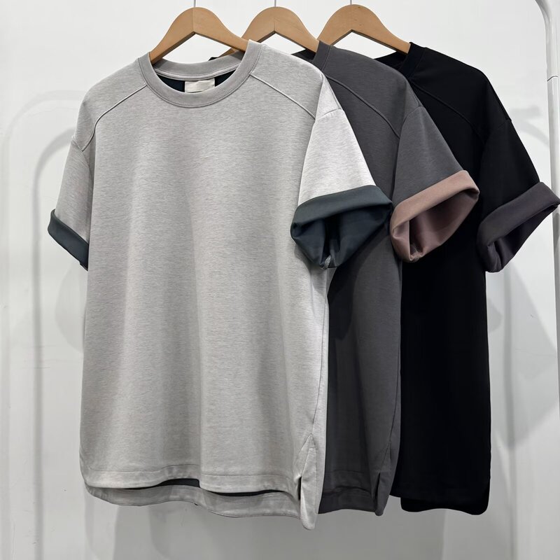 Two-color Modal Air Layer Short-sleeved T-shirt Men's 2025 Summer New Casual Sports Base Shirt Half-sleeved Top