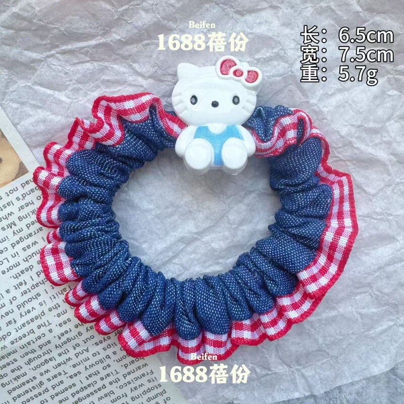 红蓝色系猫咪小肠发圈甜美少女心高颜值马尾发绳可爱精致扎发皮筋|undefined