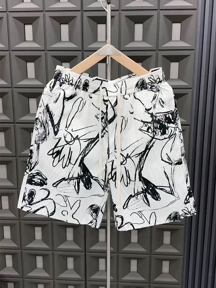 Men's Clothing Men's Fashion Printed Shorts Summer Style Trendy Unique Pattern Loose Fit Casual Wide Leg Five Point Pants Suitable For Wearing Outside_viptrois.com
