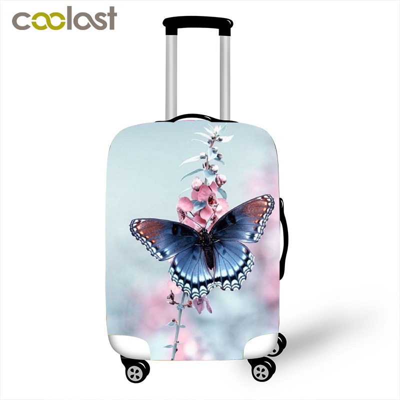 Butterfly transfronterizo impresión maleta cubierta de protección elástica barra de tracción cubierta de polvo poliéster cubierta de maleta de viaje