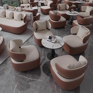 Modern Style Business Negotiation Tables and Chairs, Reception and Guest Sofa Chairs, Sales Office Rest Area, One Table and Four Chairs, Leather Art