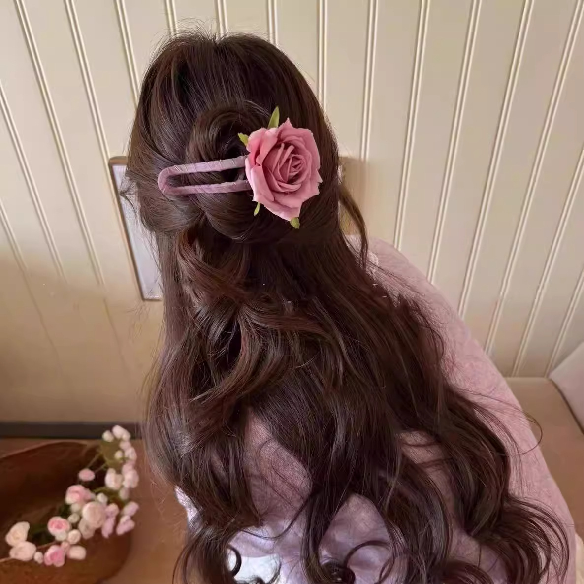 Camellia clip de cabello de tiburón clip de cabello de cabello de mujer detrás de la cabeza pequeña clip de cabello nuevo estilo chino de alta calidad clip de cabello de flores