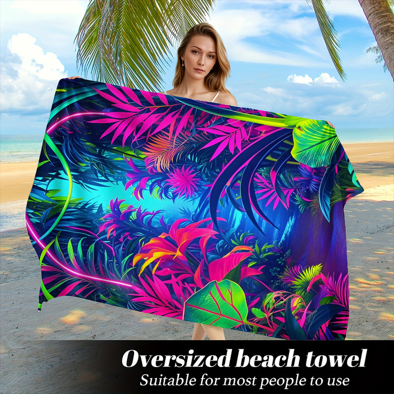 Cross-Border European and American Hot-Selling Items: Palm Tree Digital Print Beach Towel, Soft Large-Sized Bath Towel for Swimming, Beach, and Vacation Cross-Border European and American Hot-Selling Items: Palm Tree Digital Print Beach Towel, Soft Large-Sized Bath Towel for Swimming, Beach, and Vacation