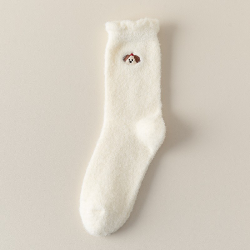 Calcetines de nieve de felpa de coral de media caña para mujer, diseño de pata de gato, gruesos para mayor calidez, calcetines de casa para mujer, de otoño e invierno. image 39