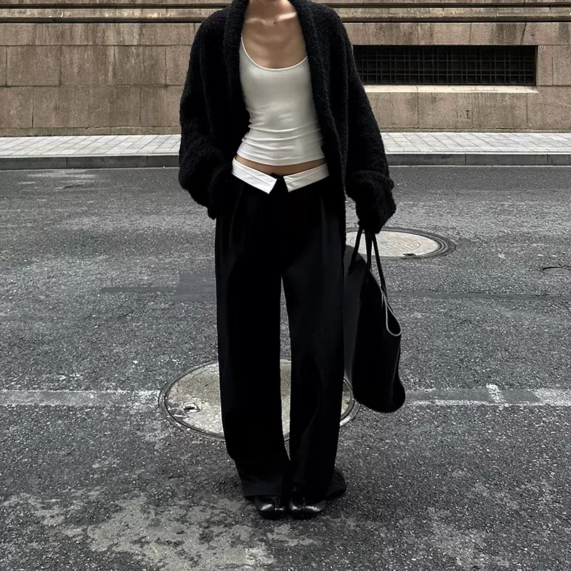 0122ste 云朵圈圈纱 黑色蝙蝠袖毛衣女软糯慵懒风宽松开衫外套202