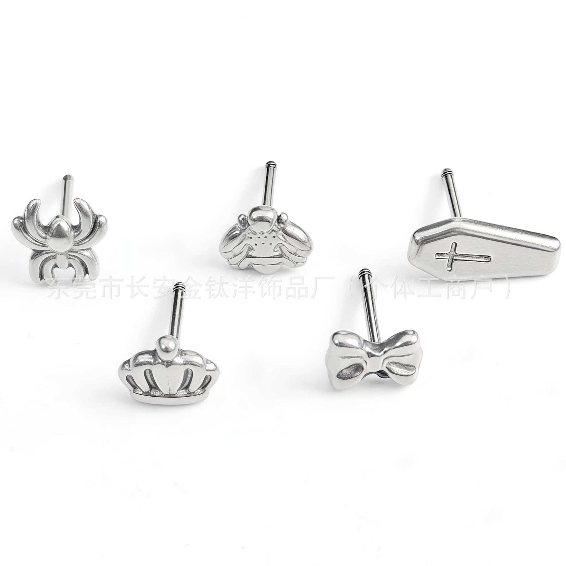 F136 Titanium External Thread Bow Yellow Crown Lip Stud Ear Stud - 0.8mm G23 Titanium Piercing detail image 5
