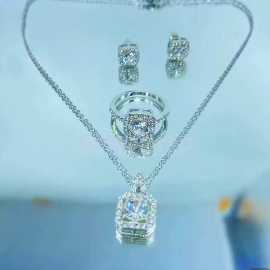 Серебряное обручальное кольцо, набор, ожерелье, подвеска, дорогие серьги, образец серебро 925, набор из 3 шт., стиль лёгкой роскоши, подарок на день рождения