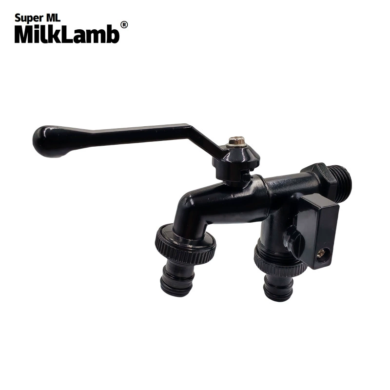 Трансграничный специализированный для садоводства двойной выход воды из цинкового сплава водяной рот один в два и два в два двойные соски из сплава кран [полностью черный]