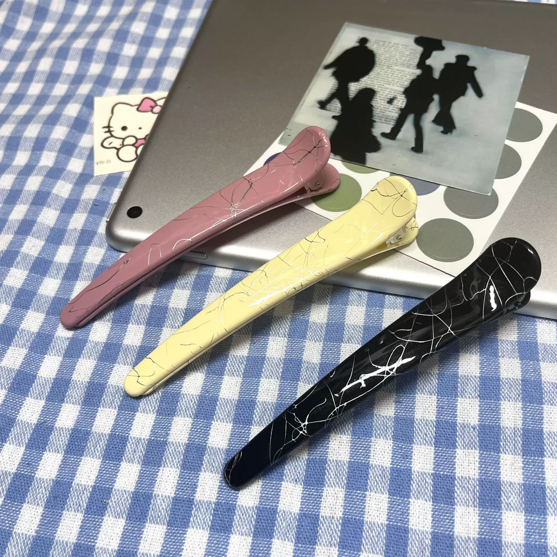 新款纹理鸭嘴夹时尚少女侧边夹碎发固定夹子发饰高级感发夹批发