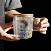 Green Dian Creative Relief Mermaid Grape Mark Cup Colorful Covered Glass Tea Cup Fruity Cup Water Cup