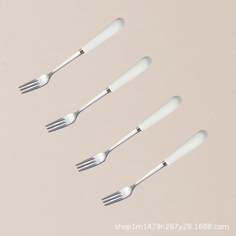 304 creativo pastel de acero inoxidable Tenedor de fruta de alta gama lindo niños seguridad fruta palo pequeño tenedor luz colección de lujo