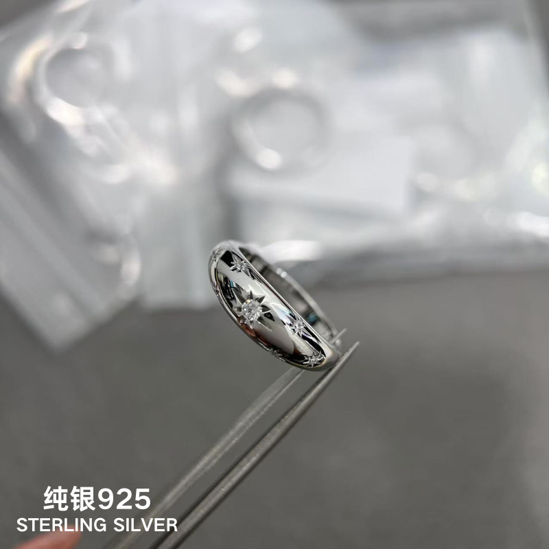 (2개) 전체 바디  S925 하늘 스타 패션 8 만 스타 링 빈티지 골동품 골드 화이트 골드