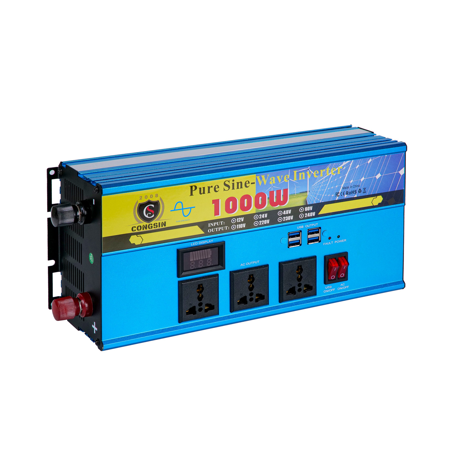 1000W 工厂热销 12/24/48V转110V/220V 正弦波逆变器高质量高品质