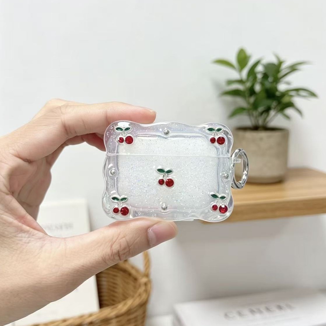 Flores de goteo de goma de cereza para Apple Airpodspro3 auriculares Airpods 4 nuevo tipo de cubierta protectora image 5
