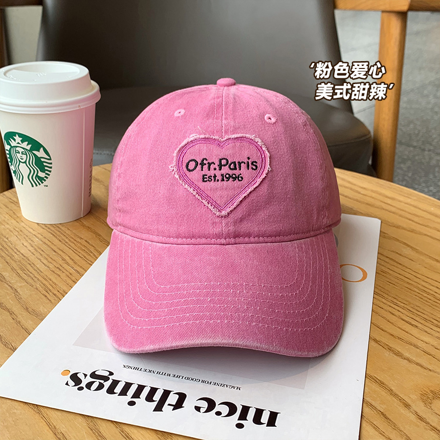 Spring and Summer Big Headed Hat Shows Face, Small Duck Tongue Hat Girl Sweet Cool Spicy Girl Love Retro Soft Top Baseball Hat Trend